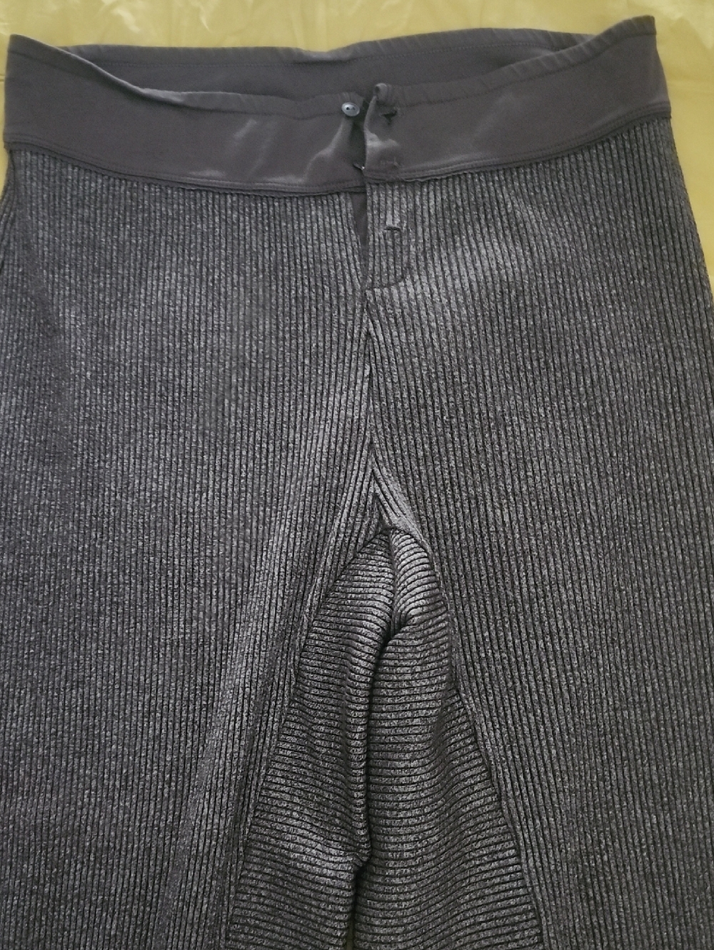 Ribbed Knit High-Waist Joggers  Brown Stripes